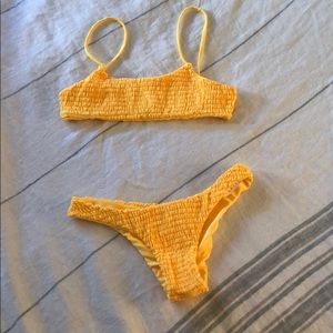 Zaful - yellow, happy crinkle bikini - S